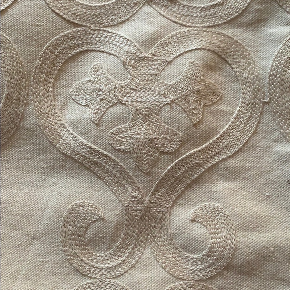 Ivory pillow covers,  embroidered design, pair